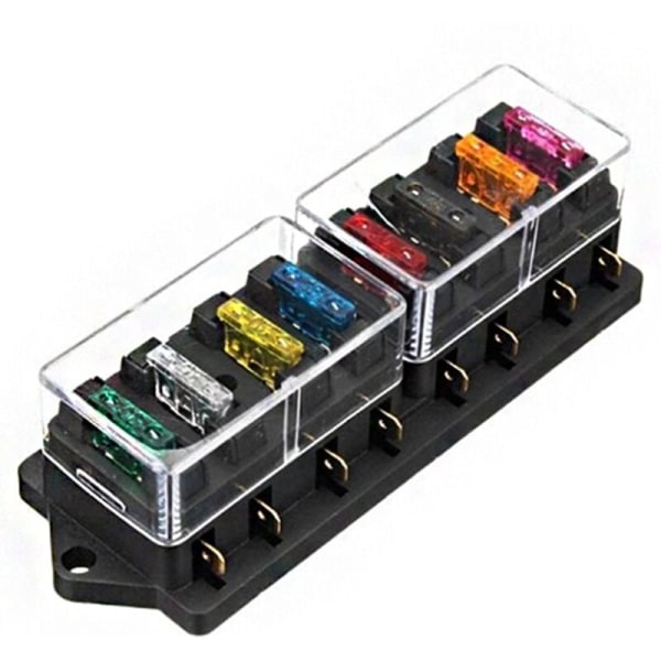 9Pcs Bagged Car Fuse Box 8 Way Fuse Holder Blade Fuse Box 10/15/20/30A