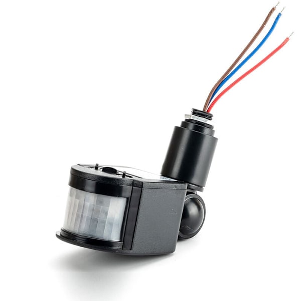 LED-lys Bevægelsessensor Afbryder PIR Infrarød Detektor Automatisk Bevægelsesdetektor Auto Til/Fra Udendørs, AC85-265V Sort