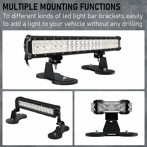 Magnetisk Base LED Strip Monteringsbeslag, Stærk Sugkop Holder til Lige og Buede Side LED Strip Montering, 2 Pak, Sort