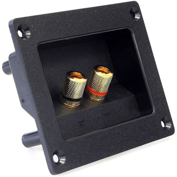 2 stk DIY Bilstereo 2-veis høyttalerboks Terminal Rund Kvadrat Koppkontakt Bindingspost Bananplugger og Subwoofer-kontakter 93X80Mm Svart