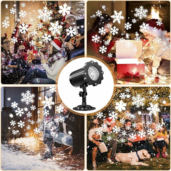 Lys Snowflake LED Julprosjektor IP65 Utendørs og Innendørs Prosjektor Lysdekorasjon, Jul, Bryllup