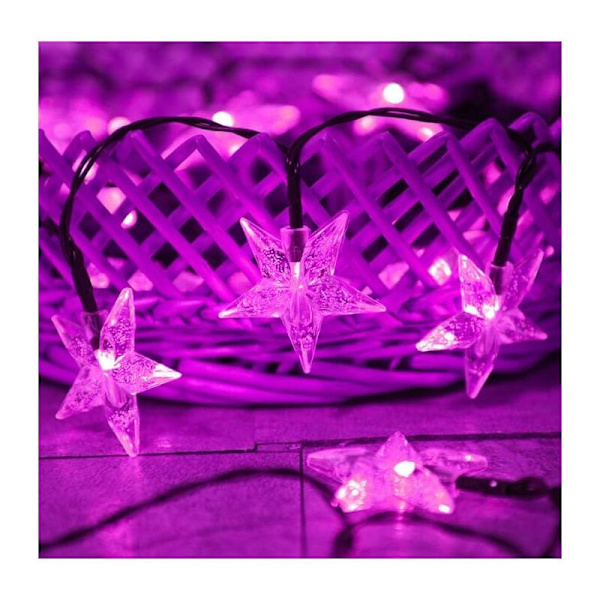 Solstjärna ljusslinga, solcellslampor för utomhusbruk, solstjärna ljusslinga utomhus vattentät (7M 50LED, rosa)