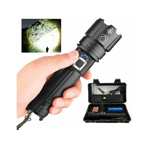 Super Lysende P70 LED Lommelygter 30000100000 Lumen, XHP70.2 Genopladelig LED Lommelygte, Taktisk Lommelygte med Holster, IP67 Vandafvisende Kraftfuld Fla
