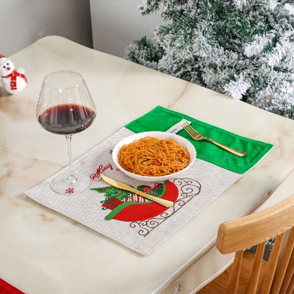 Glædelig Jul Bordskånere Sæt af 4, med Gavebil Trykt, Skridsikker Bordskånere, Vaskbare Bordskånere, 13 X 18 Tommer, A