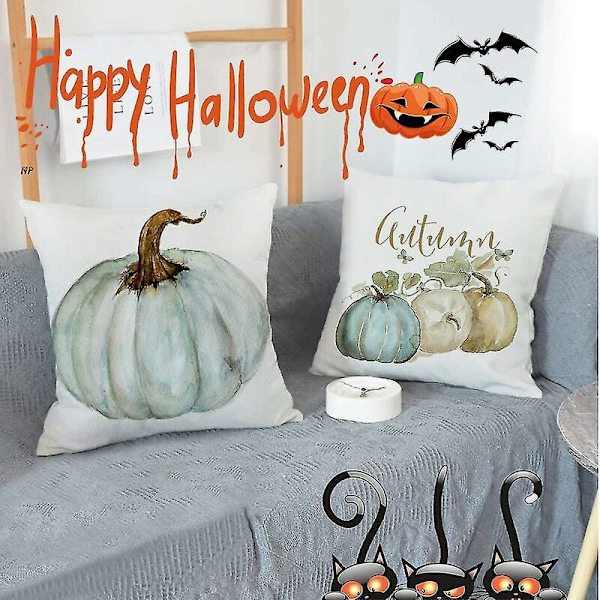 Halloween Putetrekk 45x45 Gresskar Putetrekk Super Mykt Halloween Puter 4stk