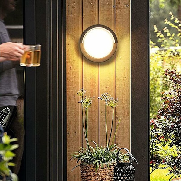 Vägglampa för inomhus/utomhus 12W LED Vägglampor 3000K Varmvit, Vattentät IP65 Vägglampa Svart (16x10,5cm)
