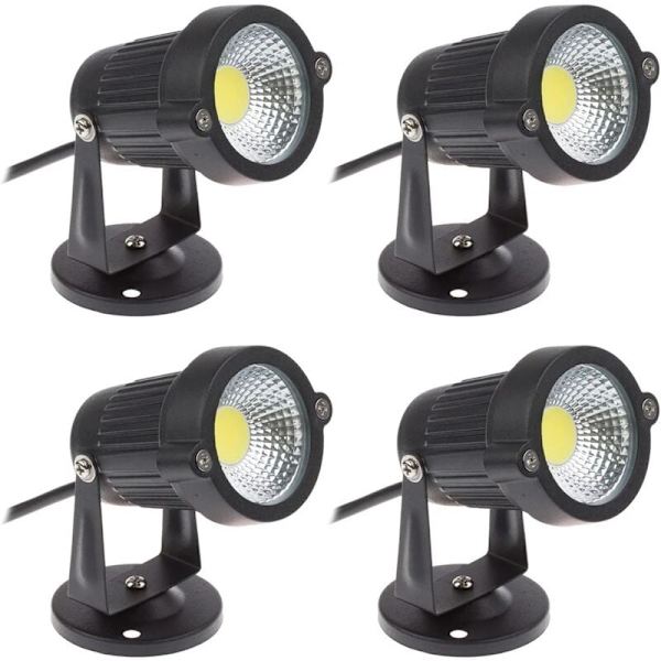 4 kpl COB LED-spotit 5W 220V säädettävät puutarhavalot Ulkovalaistus Puutarha Terassi (kylmä valkoinen)