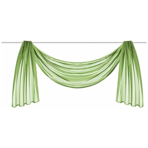Sæt med 1 transparent voile-gardin, soveværelse, stue, bryllup, ensfarvet, nr. 6, grøn, 140 x 400 cm-Sunny