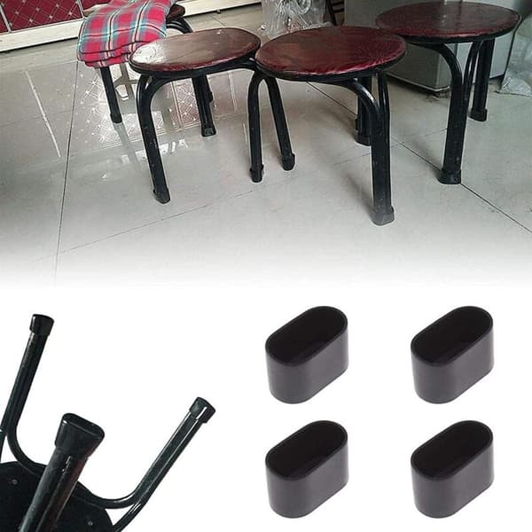 16 stk. Stolebenbeskyttelse til gulvbeskyttelse til sammenklappelig stol Oval rør, plast (sort 16 stk./20x40mm)