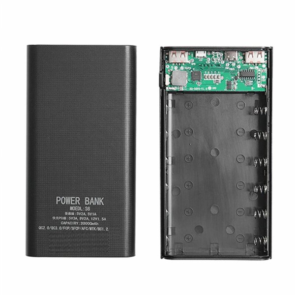 18650 Batteri Power Bank Box 5V 2.1A LCD Display 20000MAh Power Board för 6X18650 Batteri DIY Powerbank Case (svart)