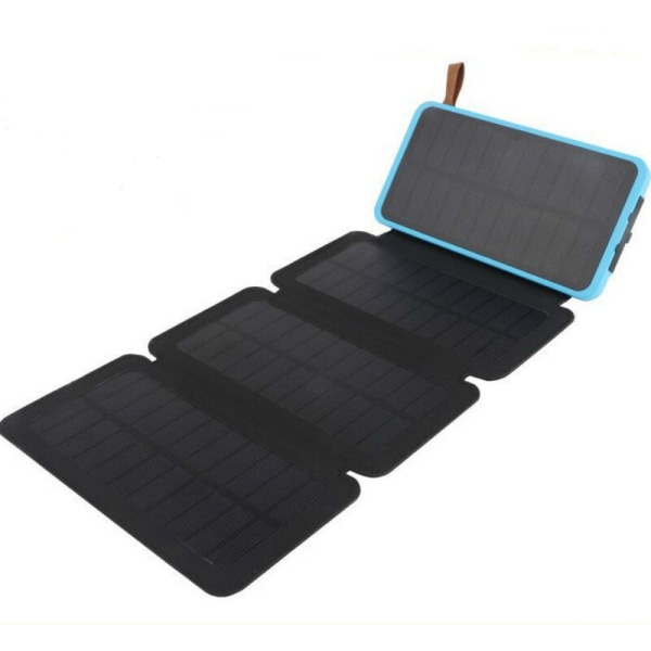 Aurinkolaturi 26000mAh kannettava ulkoinen akku 4 paneelilla vedenpitävä power ja 2 USB Outdoor Camping puhelintableteille - Blue