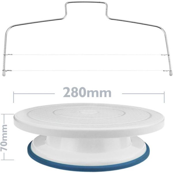 Snurrplatta för professionella 28 cm tårtor. Vit roterande plattform