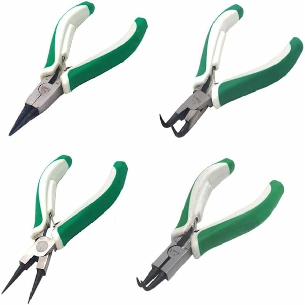 4 stk Mini Circlip Tangsett, Heavy Duty Ekstern/Intern Circlip Tang med Rett/Bøyd Kjeve for Fjerningsringfjerner