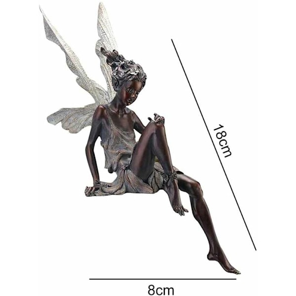Statue af Siddende Fe Siddende Fe Statue til Have Resin Håndværk Landskabspleje Have Dekoration Fe Figurer Gave til Hjem Kontor Skrivebord Bord