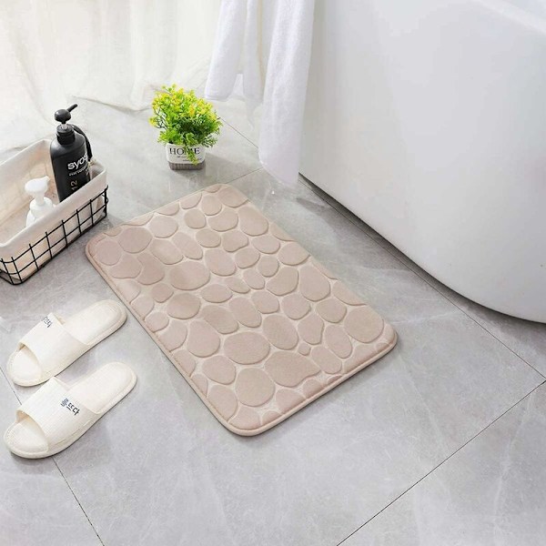 Minneskum Badematte, Cobblestone Baderomsteppe, Super Absorberende, Maskinvaskbar, 17x24, Khaki