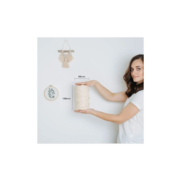 3mm x 200m Natur Macrametov, Macrame Tråd Bomuldstov Macrame Snøre, Macrametov DIY Håndværk til Væghængende Planteophæng Håndværk Gave Dekoration