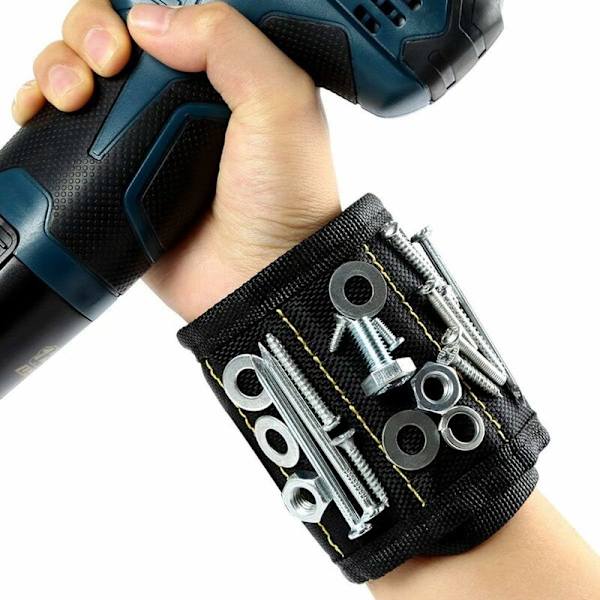 Magnetiskt armband, 15 starka magneter Magnetarmband för att hålla skruvar, spikar, bits, fästelement, brickor, bultar, saxar, små verktyg och