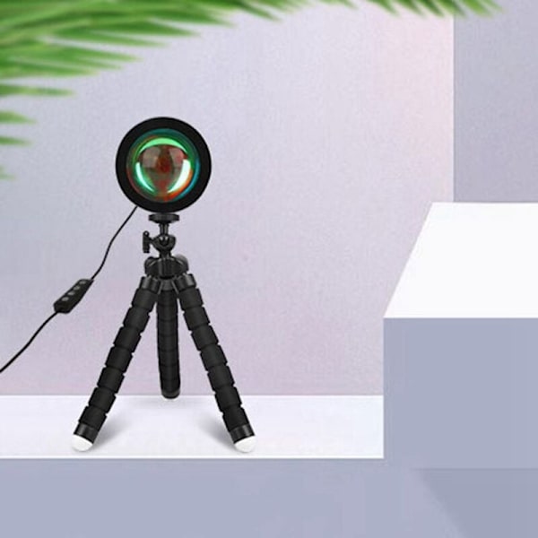 RGB solnedgångsprojektionslampa LED nattljus, 360° USB-projektorstativ fotolampor för sovrumsstudio