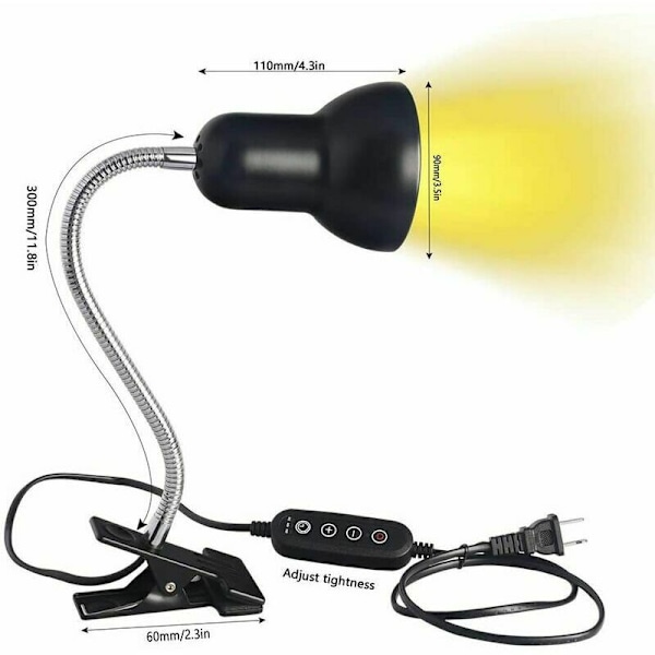 LED UVA UVB Pærer, Reptil Lampe Opvarmning Landskildpadde Lampe med Lang Base til Reptiler og Padder [Energiklasse A +] Bordlampe