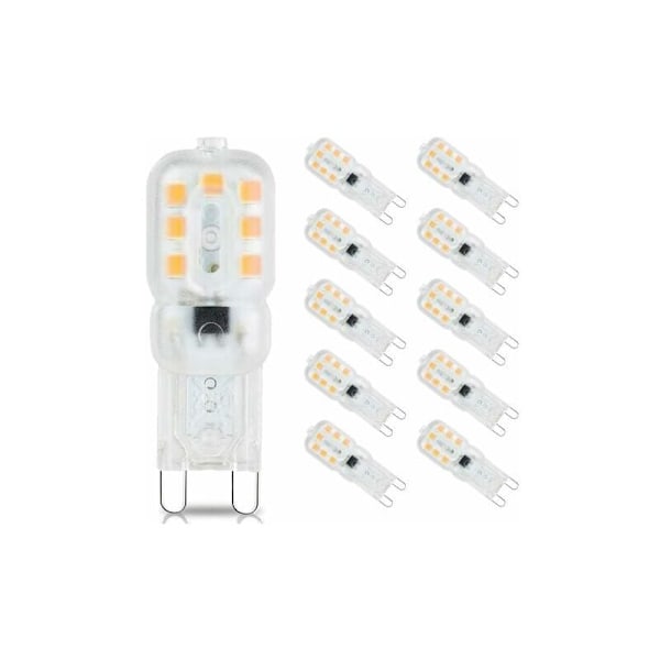 G9 LED-lampor 3W motsvarande G9 halogenlampa, varmvit 3000K, 360 grader, flimmerfri, 10-pack