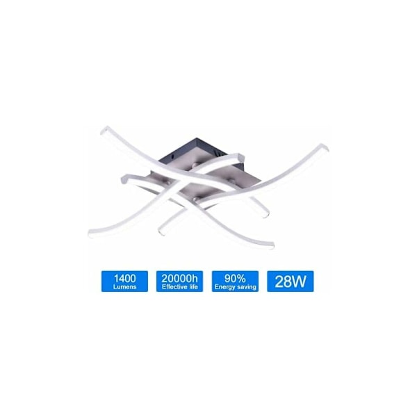 LED Taklampe, Elegant Buet Design LED Taklampe, 3/4 Integrerte LED-paneler, 28W 1400 Lumen, Lysekrone Lampe Moderne Buet Design LED Tak