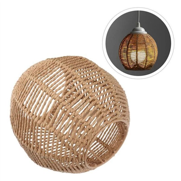 3X Rattan Lampe Skjerm Belysning Håndvevd Lysekrone Retro Lampekule Hjem Dekorativ