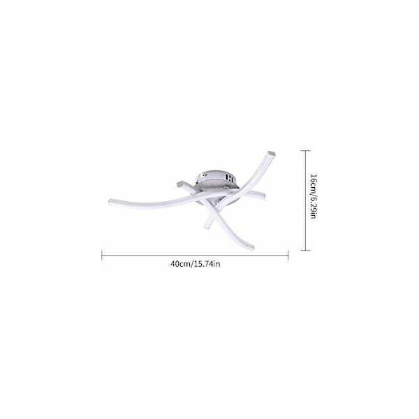 LED Taklampe, Elegant Buet Design Taklamper, 3 Integrerte LED-plater, 18W Nøytral Hvit Lys 6000K, Moderne Takarmatur for Stue