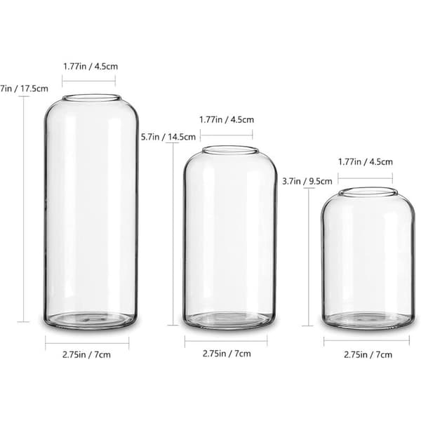 Glas Bud Vas til Blomster - Lille Moderne Blæst Glas Vas til Midtpunkter, Sæt af 3, Mini Klare Blomster Vas i Bulk (Blomst Ikke Inkluderet)