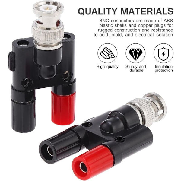 BNC Han-stik til Dobbelt 4mm Bananstik Adapter Audio Stik Audio Connector 2 stk
