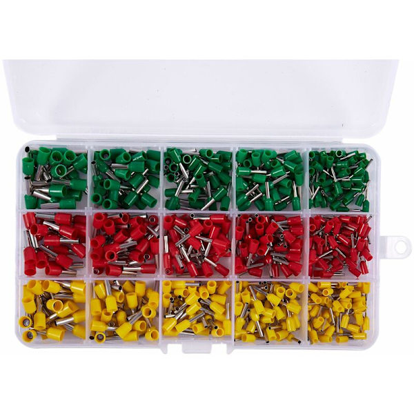 600 st/set 3 färger rörterminaler rörkontakt sladdstift ändkabel skosnören hylsor kit för 22-12AWG