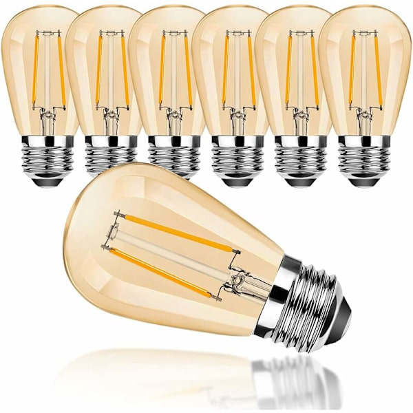Set med 6 - Retro LED-lampor E27 S14 2W Varmvit 2700K för utomhusgirlander