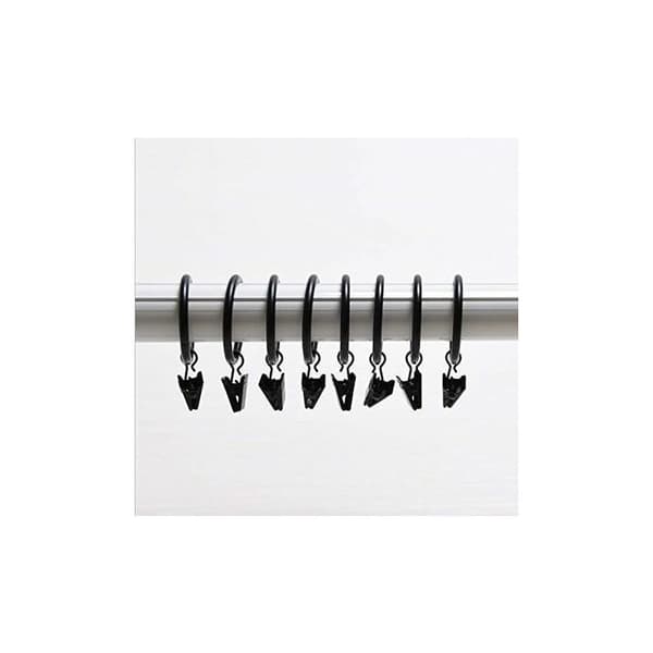 Sæt med 30 gardinklips - Gardinklips med 35 mm diameter ringe til flere anvendelser - Sort