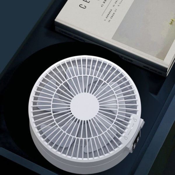 Bærbar ventilator med LED-lys 4000Mah genopladelig digital display bordventilator sommerventilator soveværelse kontor køleventilator-blå