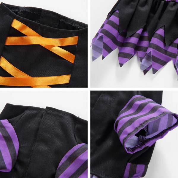 Musta ja violetti Halloween-noitapuku, lemmikkikoiran asu, lepakkopuku
