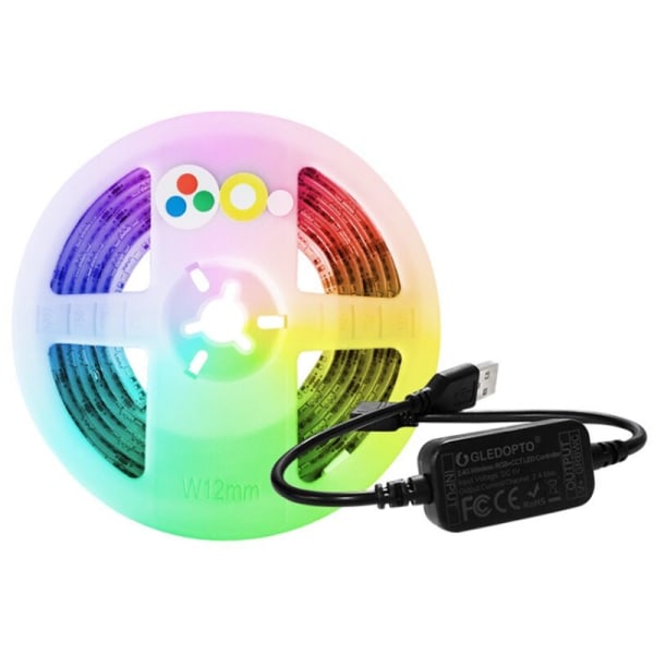 GLEDOPTO USB LED-stripe RGBCCT TV-bakgrunn 2M Smart Stripe Zigbee Stripe Mini Controller Fungerer med Amazon Alexa Echo Plus