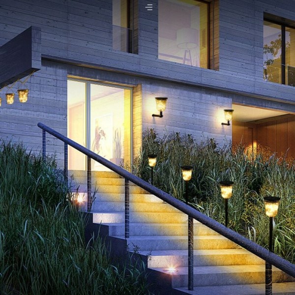 2 stk 50LED solcelle hagelys - Nye LED solcelle stilys, vanntett, utendørs solfakkellampe for hage, sti