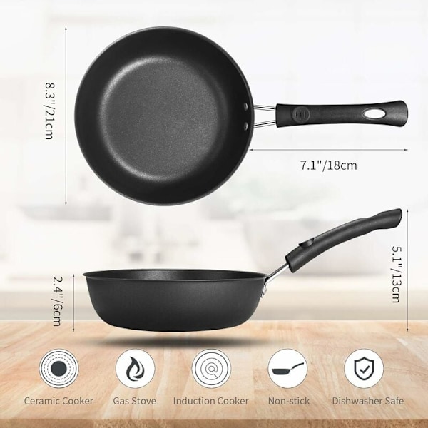 Mini stekepanne, liten non-stick stekepanne, ideell blini-panne for steking av egg og tilberedning av frokost, 20cm-