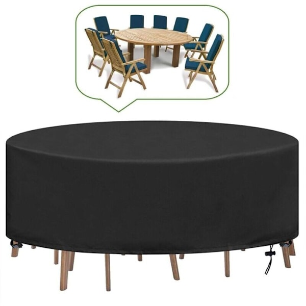 Pyöreä Puutarhapöydän Peite Pressukankaasta Ulkokäyttöön Olohuoneen Vedenpitävä UV-Suojattu Oxford Kestävä Puutarhapöydän ja Tuolien Peite Ø227X100CM