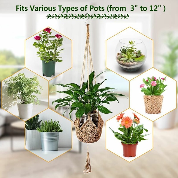 Växthängare, Hängande Planter, Handgjorda Väggplanter för Inomhus och Utomhusbruk (Kruka Ingår Inte), 2-pack