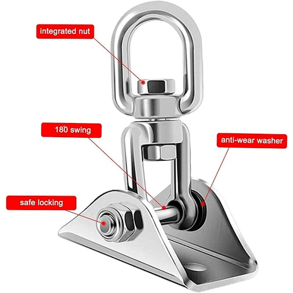 Tunga rostfria takkrokar, 360° roterande hängande gungkrokar, takfäste monteringskrokar för hängande stol, boxningssäck, boxning, hängmatta