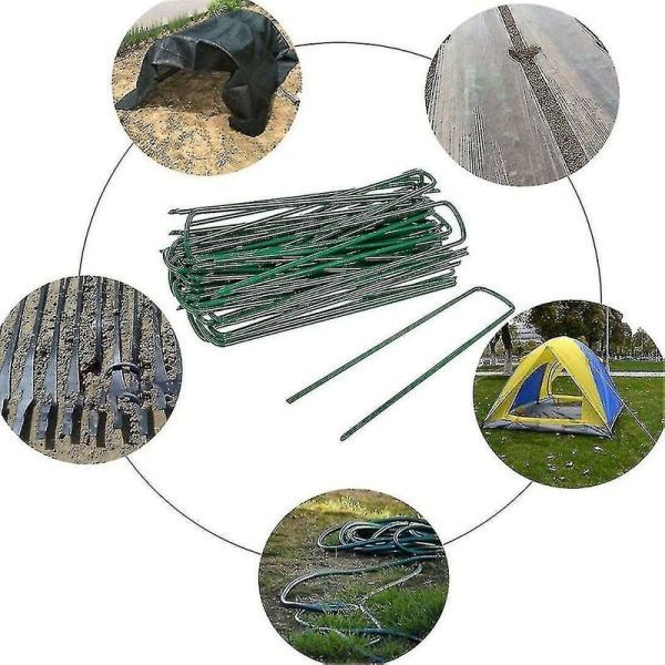 Have Staples U-formede stålpinde Jordspyd Pegs Spikes, 20 stk.