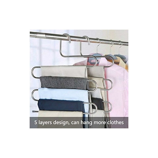 S-formade halkfria byxhängare, 4-pack byxhängare, rostfritt stål garderobsarrangör för byxor, jeans, halsduk (4-pack)