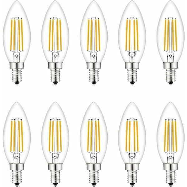 Små skruvbara LED-lampor, 10-pack E14 Ljuslykta Dimbar, Glödlampor 40W E14/SES motsvarande, 220V, Varmvit 2700K, FanciBuy