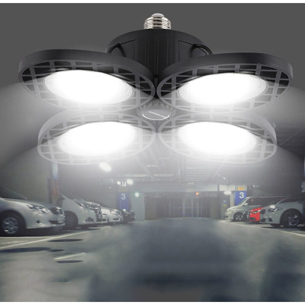 10000LM LED Garasjelys E27 100W Deformerbar Pære Taklampe for Verksted Lager Fabrikk Gym ABS-Svart