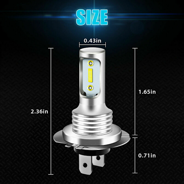 H7 LED -polttimo, 1000 LM 6000K erittäin kirkas valkoinen LED -ajovalon, IP68 vedenpitävä All-in-one Plug and Play -muunnossarja, 2 H7 -polttimoa 13Thirteen