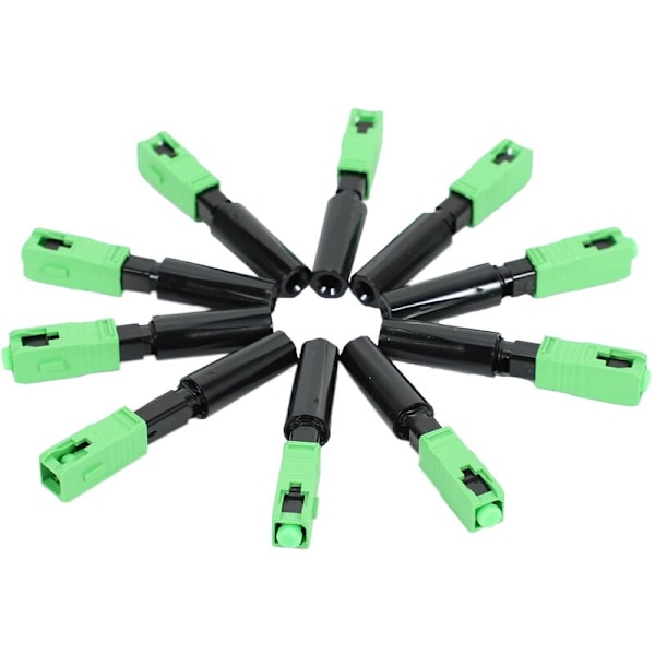 10 stk FTTH Integrerte Connector SC / Grønn Plast Fiberoptisk Connector
