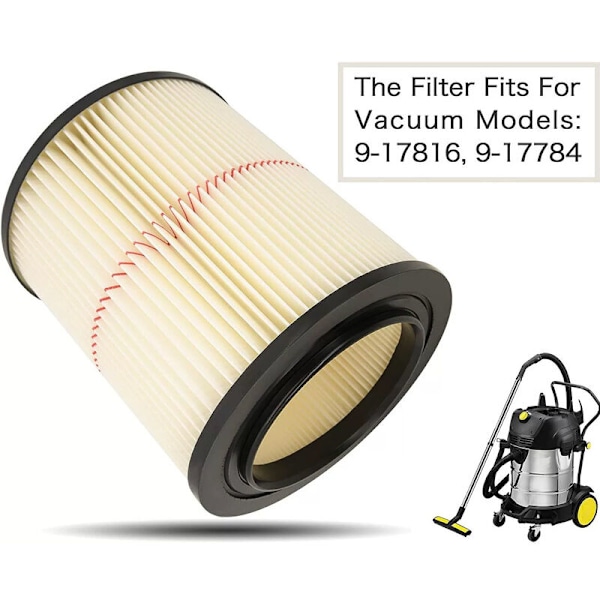 9-17816 Suodatin Craftsman Shop VAC -imurille, 917816 Punainen raitainen suodatin Märkä-/kuivailmasuodattimen vaihto-osat 5 gallonan ja suuremmille imureille Lisävarusteet 9 1