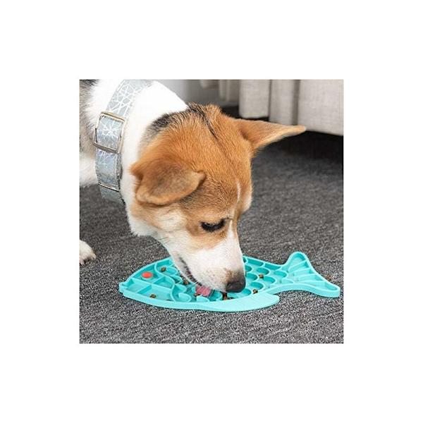 Anti-Glutton Skål för Hund Katt Katt Långsam Mat Långsam Mat Skål Silikon Hund Kvävningsförebyggande Skål 24,5 x 19 cm Blå
