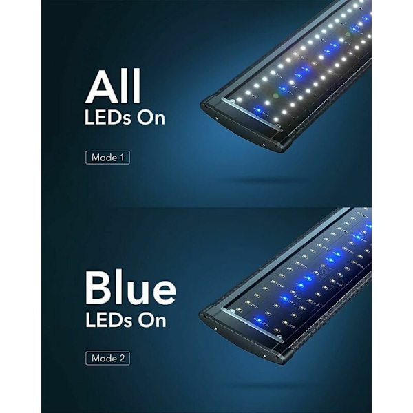 Fuld Spektrum LED Akvarielys med Udvidbare Beslag, Velegnet til Ferskvands-/Saltvandsakvarier og Plantede Akvarier (Lb-60-90cm)
