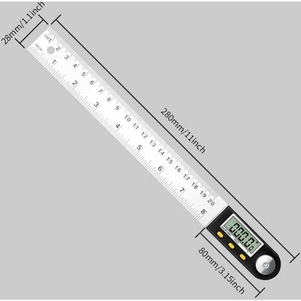 Digital Vinkelmåler Vinkelmåler, 0°-360° Vinkelmåling, Vinkelmåler i Rustfrit Stål med LCD-skærm, Vinkelmåler i Rustfrit Stål til Træbearbejdning, Ho